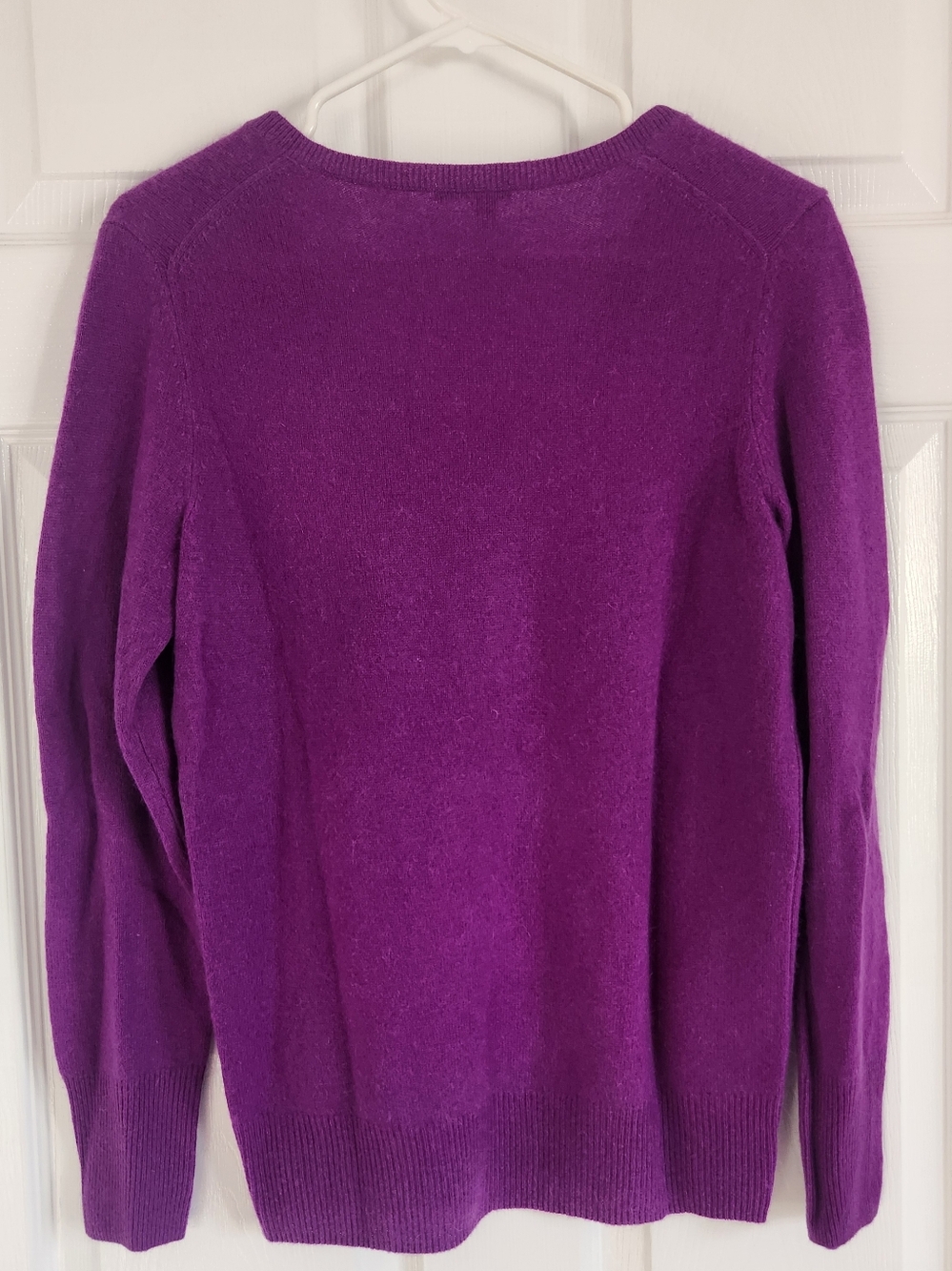 V-Neck Women's Sweater in Purple - Classic Knit - Picture 2 of 5